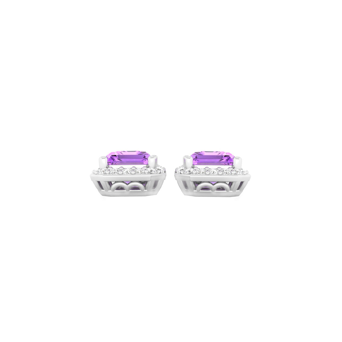 Pink Amethyst Earrings with White Diamond in 18Kt White Gold 2.47cts