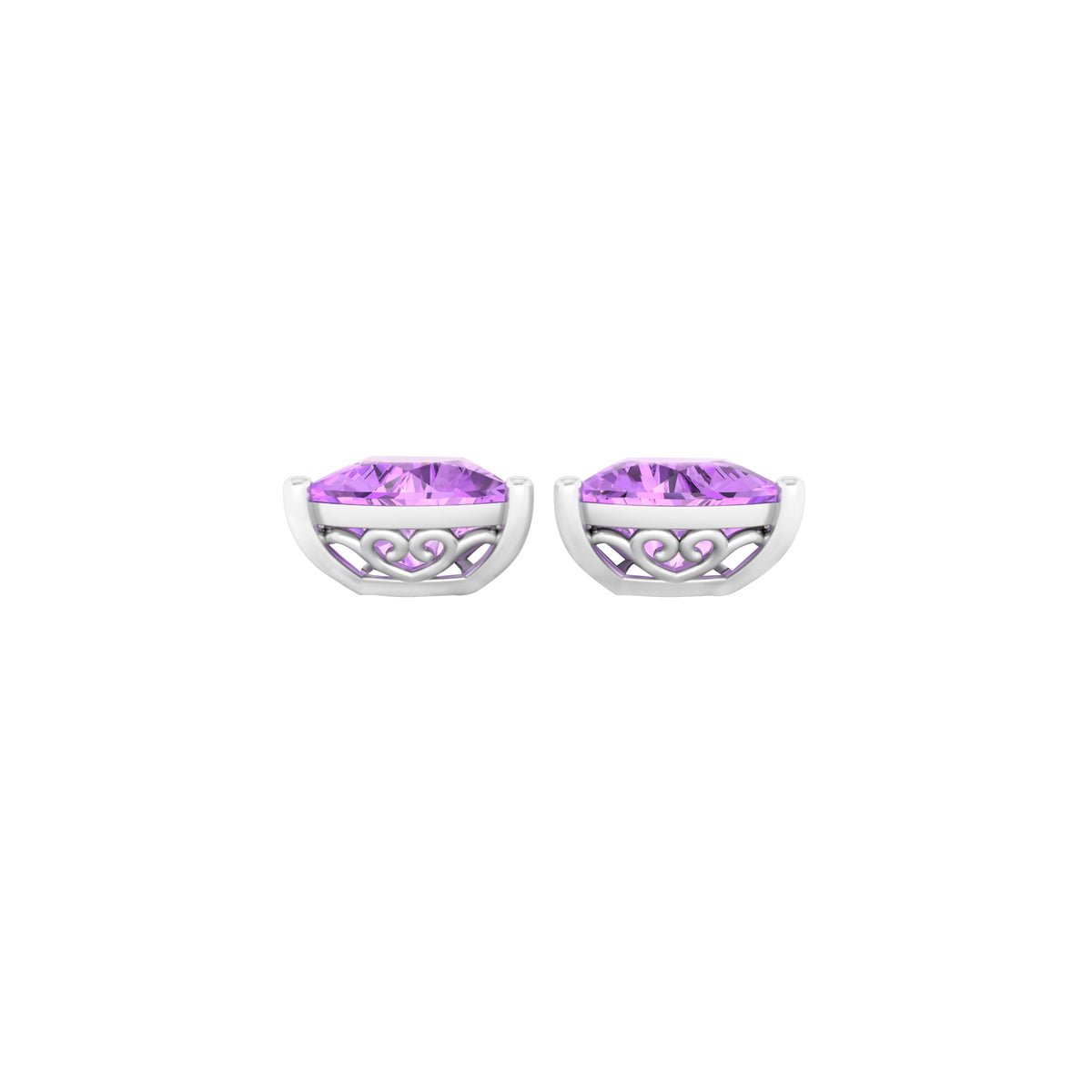 Pink Amethyst Earrings with White Diamond in 18Kt White Gold 2.26cts