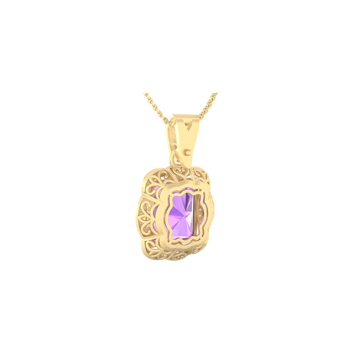Pink Amethyst Pendant with White Diamond in 18Kt Gold 6.59cts