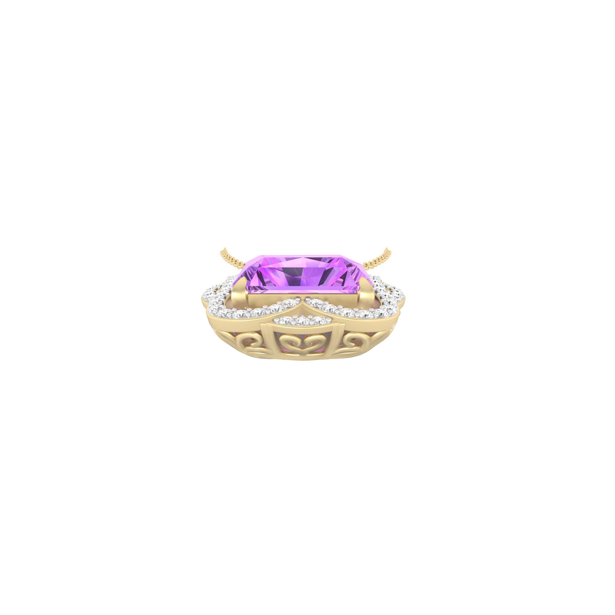 Pink Amethyst Pendant with White Diamond in 18Kt Gold 6.59cts
