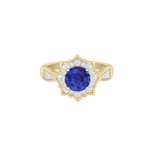 AA+ Tanzanite Ring with White Diamond in 18Kt Gold 1.81cts