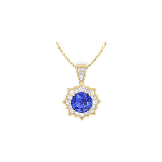 AA+ Tanzanite Pendant with White Diamond in 18Kt Gold 2.56cts