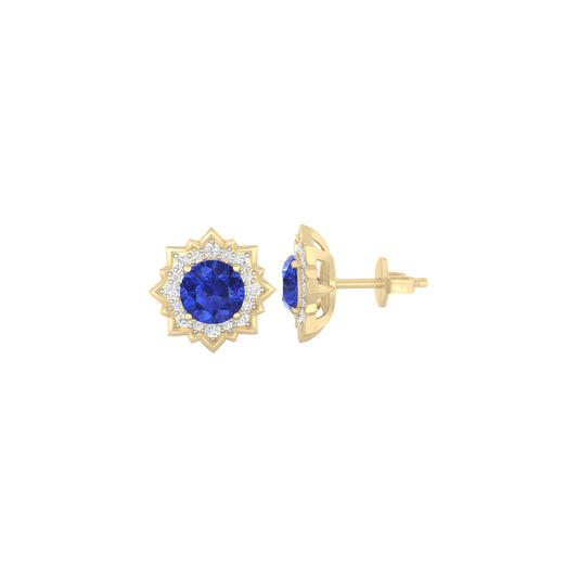 AA+ Tanzanite Stud Earrings with White Diamond in 18Kt Gold 2.20cts