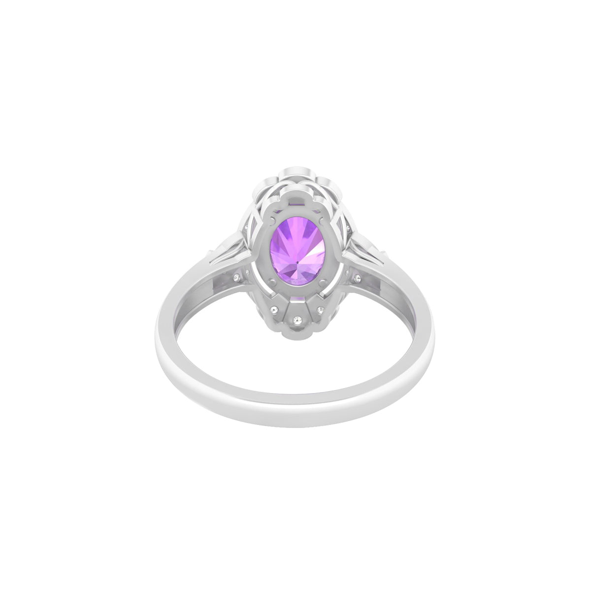 Amethyst Ring with White Diamond in Platinum 950 1.46cts.