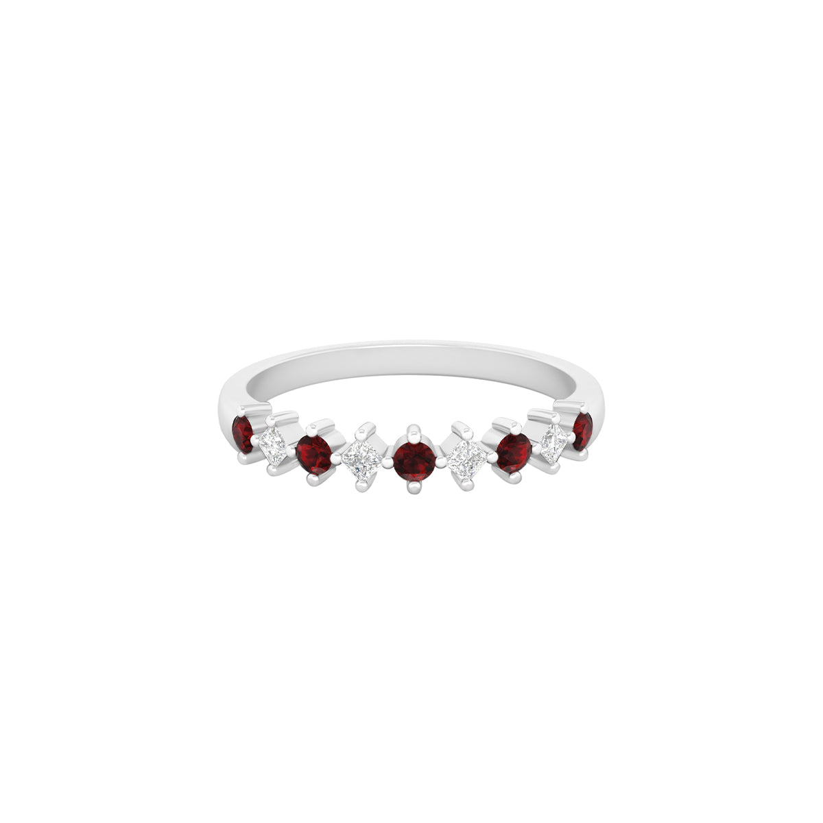 Ruby Ring with White Diamond in Platinum 950 0.34cts.