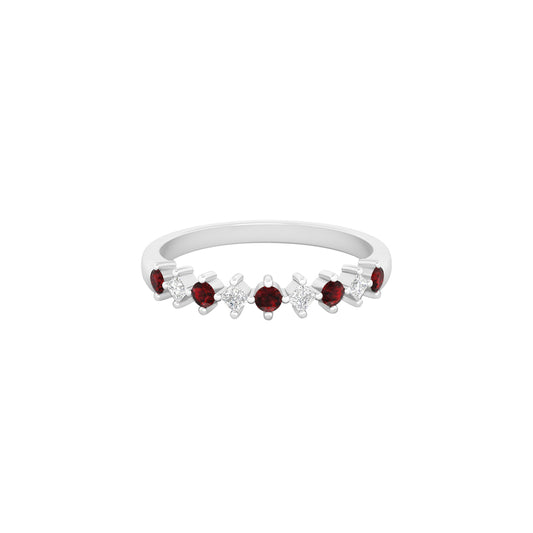 Ruby Ring with White Diamond in Platinum 950 0.34cts.