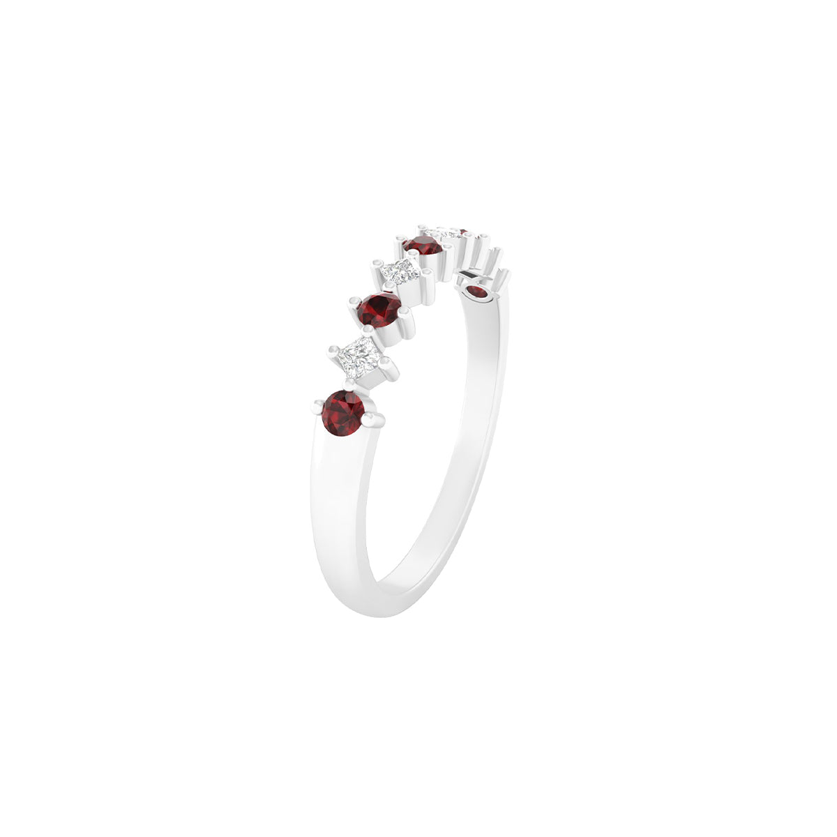 Ruby Ring with White Diamond in Platinum 950 0.34cts.