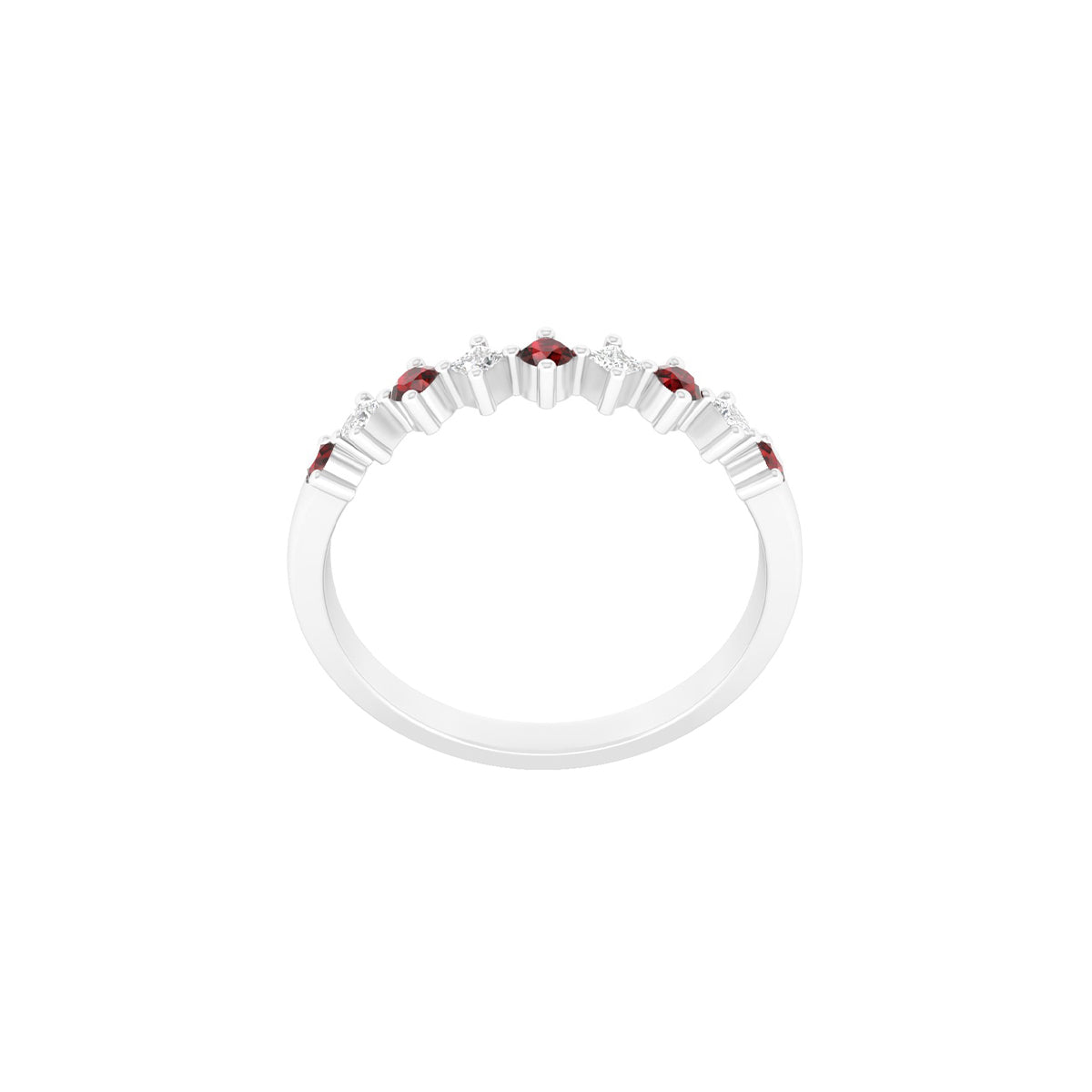 Ruby Ring with White Diamond in Platinum 950 0.34cts.