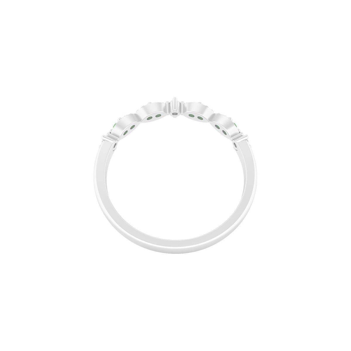 Tsavorite Garnet Ring with White Diamond in Platinum 950 0.22cts.