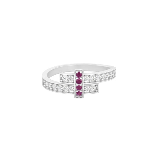 Ruby Ring with White Diamond in Platinum 950 0.33cts.