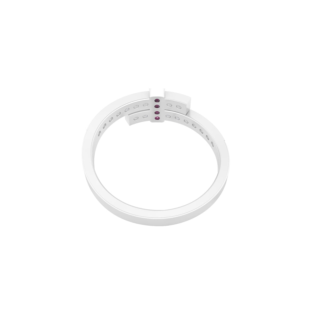 Ruby Ring with White Diamond in Platinum 950 0.33cts.