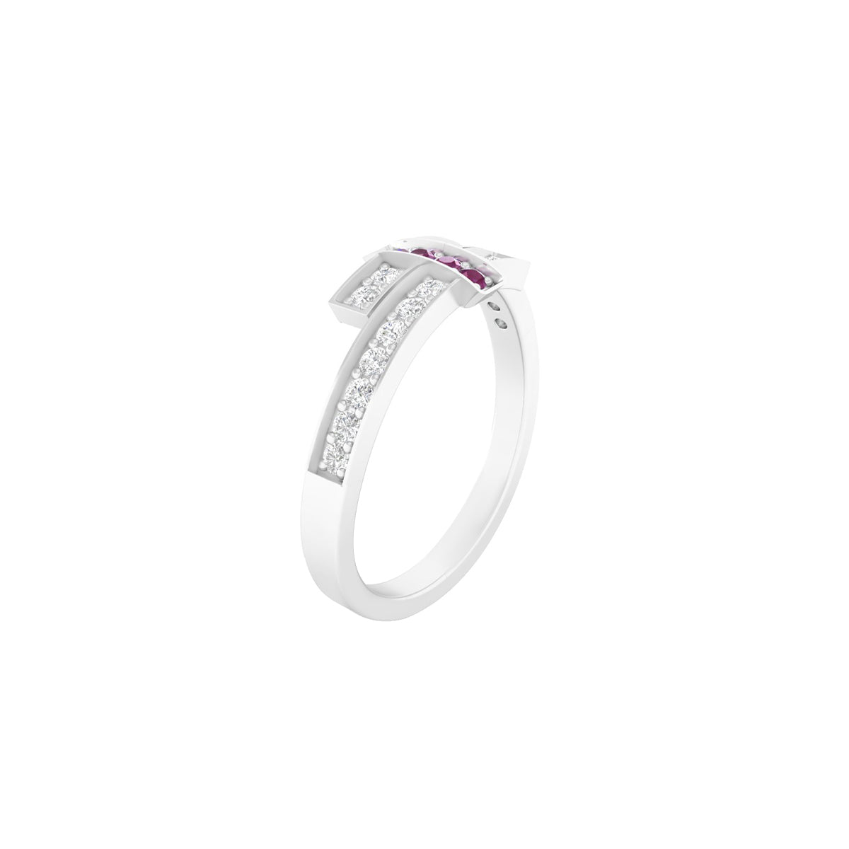Ruby Ring with White Diamond in Platinum 950 0.33cts.
