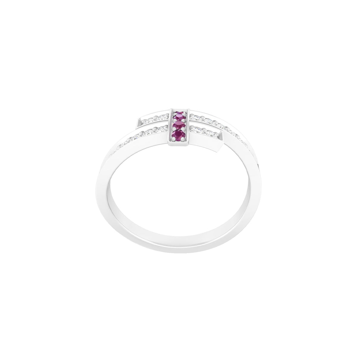 Ruby Ring with White Diamond in Platinum 950 0.33cts.