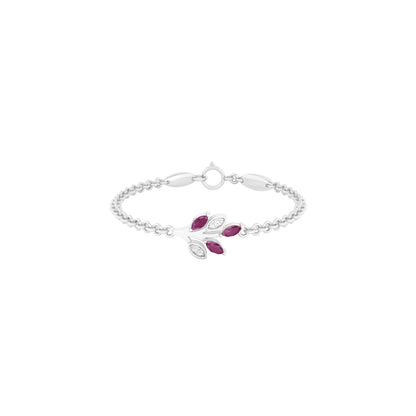 Ruby Bracelet with White Diamond in Platinum 950 0.70cts.