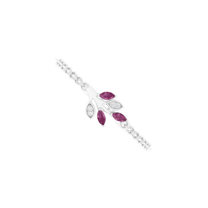 Ruby Bracelet with White Diamond in Platinum 950 0.70cts.