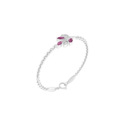Ruby Bracelet with White Diamond in Platinum 950 0.70cts.