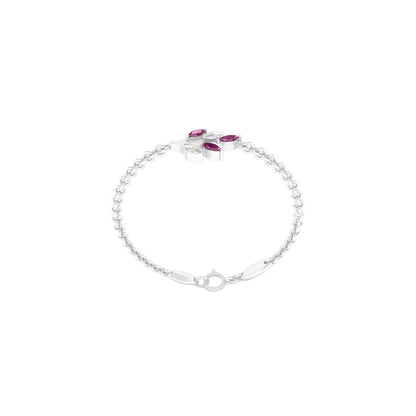 Ruby Bracelet with White Diamond in Platinum 950 0.70cts.