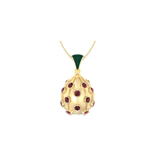 Red Garnet Pendant with Enamel in 14K Gold 3.50cts.
