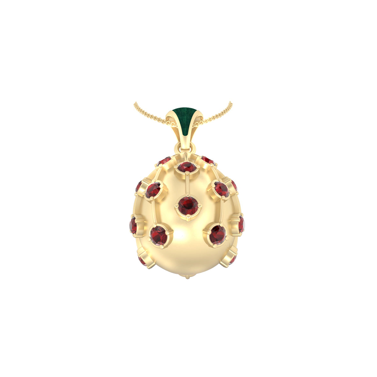 Red Garnet Pendant with Enamel in 14K Gold 3.50cts.