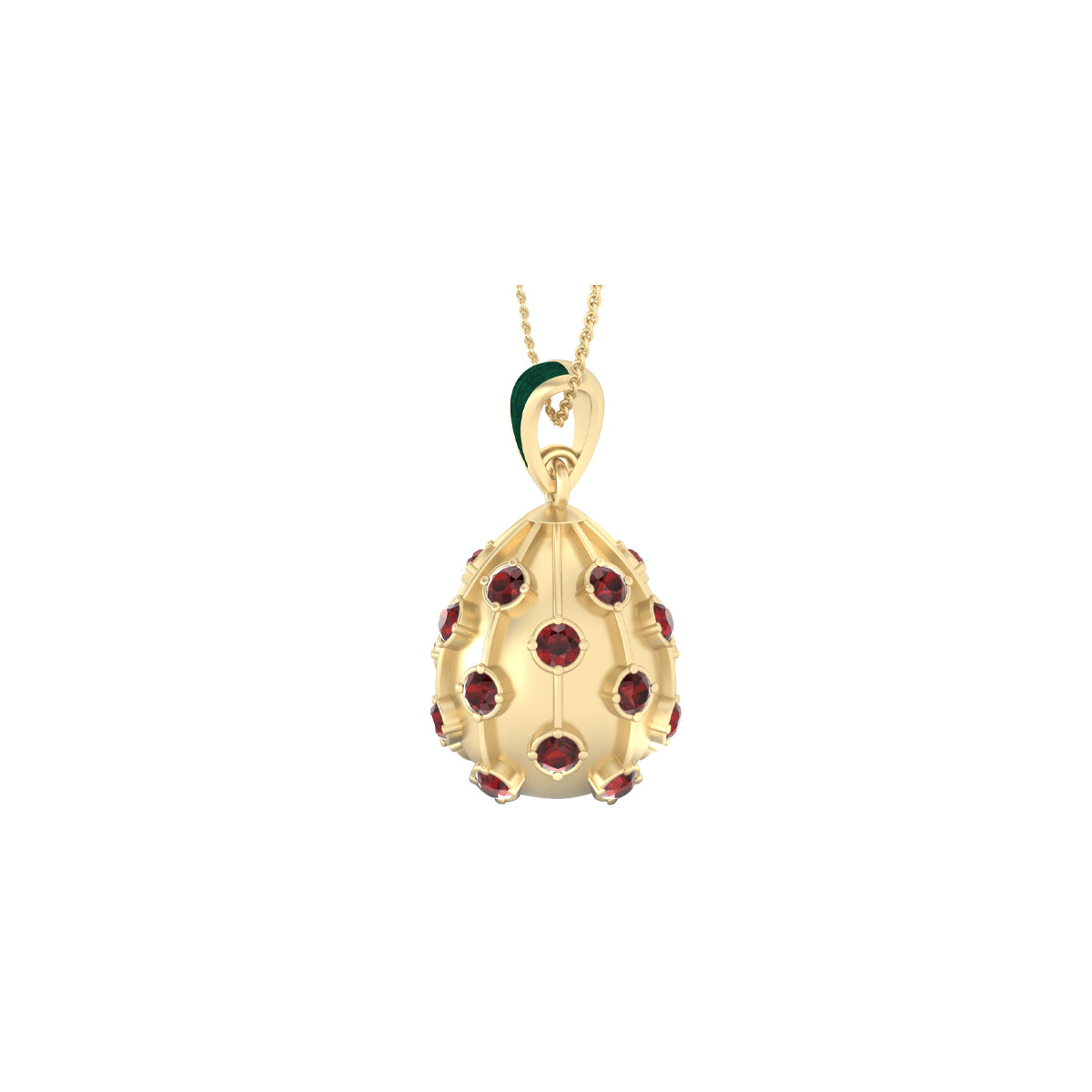 Red Garnet Pendant with Enamel in 14K Gold 3.50cts.