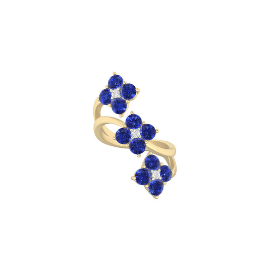 AA+ Tanzanite Ring with White Diamond in 18Kt Gold 4.43cts
