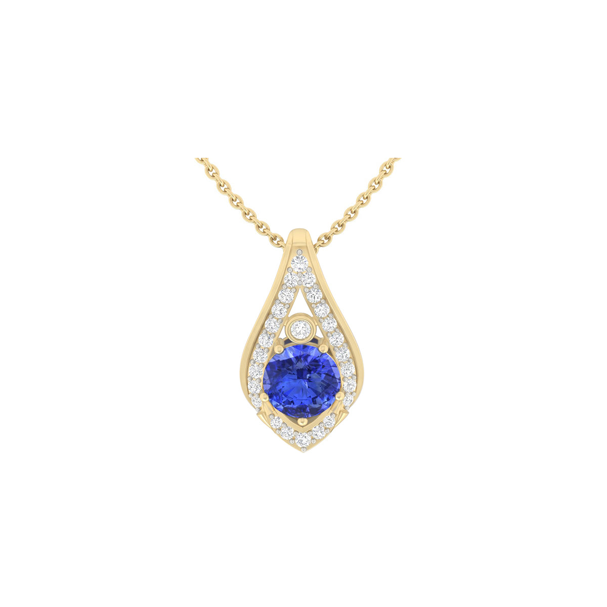 AA+ Tanzanite Pendant with White Diamond in 18Kt Gold 1.14cts