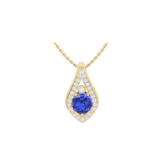 AA+ Tanzanite Pendant with White Diamond in 18Kt Gold 1.14cts