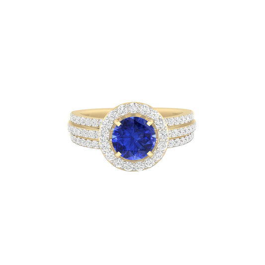 AA+ Tanzanite Ring with White Diamond in 18Kt Gold 1.48cts