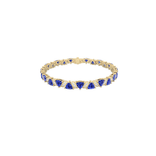 AA+ Tanzanite Bracelet with White Diamond in 18Kt Gold 13.00cts