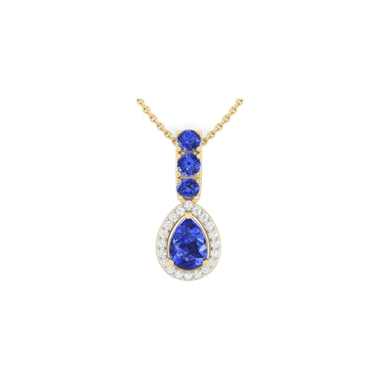 AA+ Tanzanite Pendant with White Diamond in 18Kt Gold 1.42cts