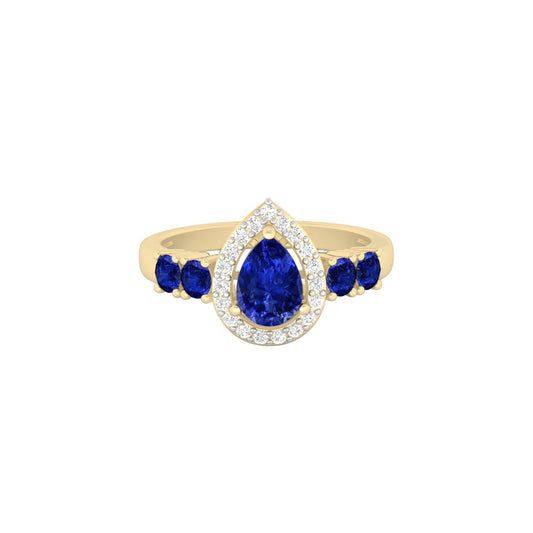 AA+ Tanzanite Ring with White Diamond in 18Kt Gold 1.56cts