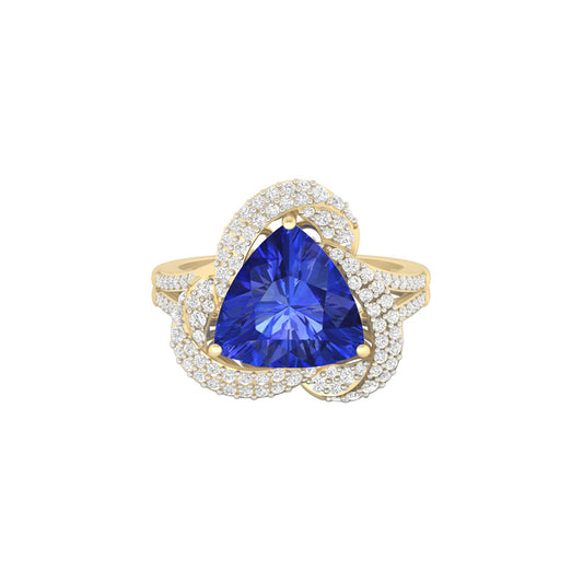 AA+ Tanzanite Ring with White Diamond in 18Kt Gold 3.77cts