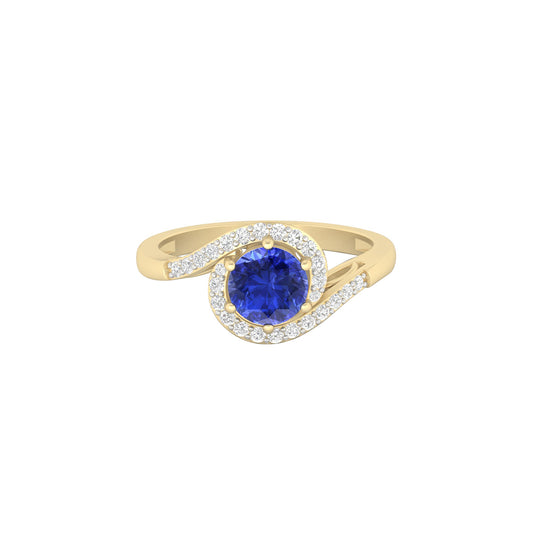 AA+ Tanzanite Ring with White Diamond in 18Kt Gold 1.15cts
