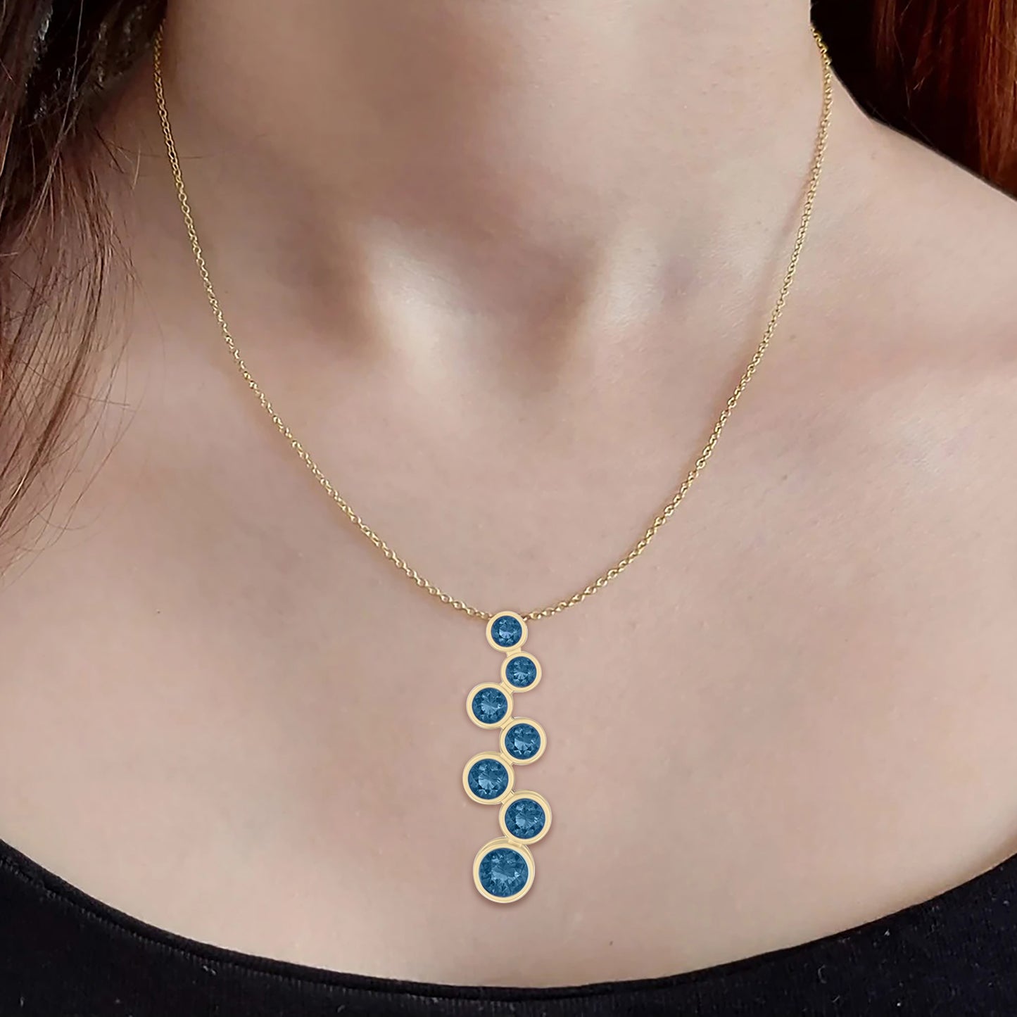18KT Gold with London Blue Topaz Pendant 2.15ct