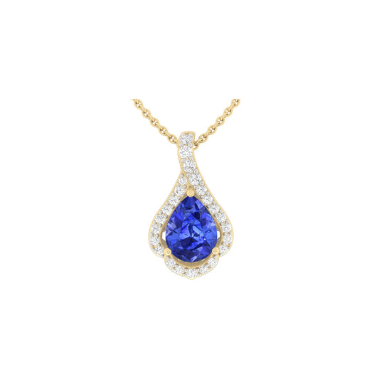 AA+ Tanzanite Pendant with White Diamond in 18Kt Gold 1.35cts