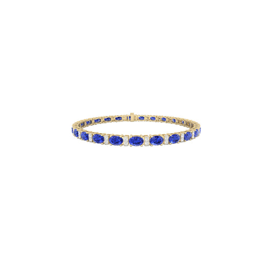 AA+ Tanzanite Bracelet with White Diamond in 18Kt Gold 12.19cts