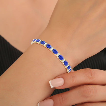 AA+ Tanzanite Bracelet with White Diamond in 18Kt Gold 12.19cts