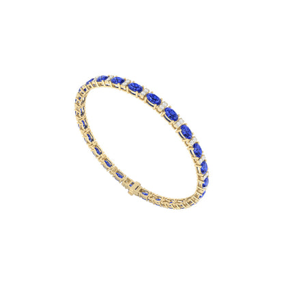 AA+ Tanzanite Bracelet with White Diamond in 18Kt Gold 12.19cts
