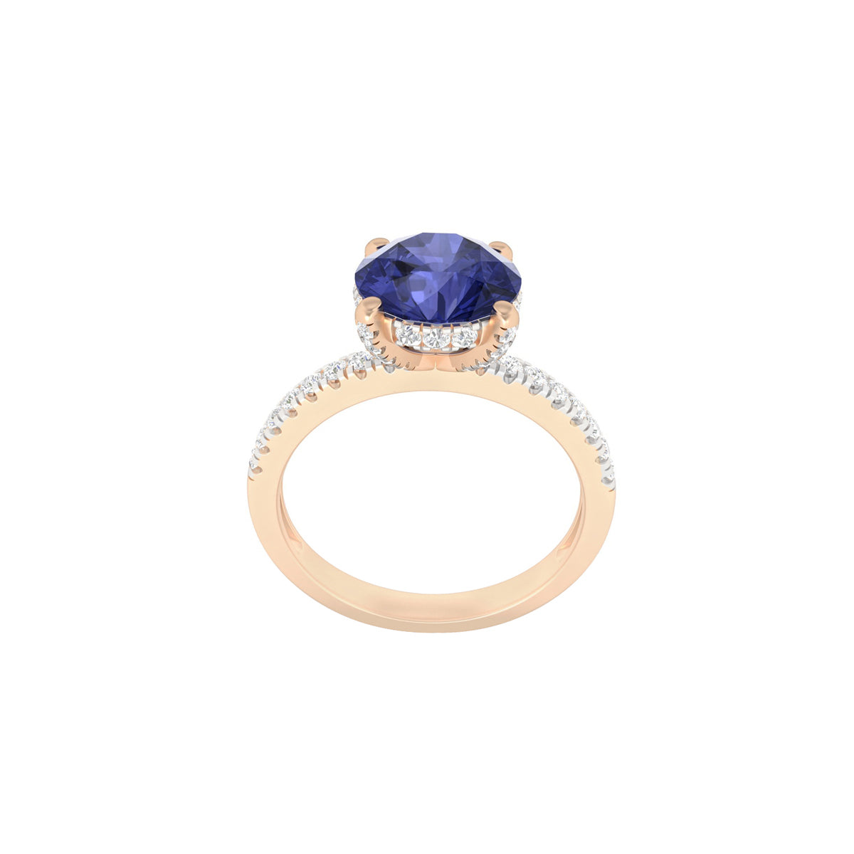 AA+ Tanzanite Ring with White Diamond in 14Kt Gold 1.72cts