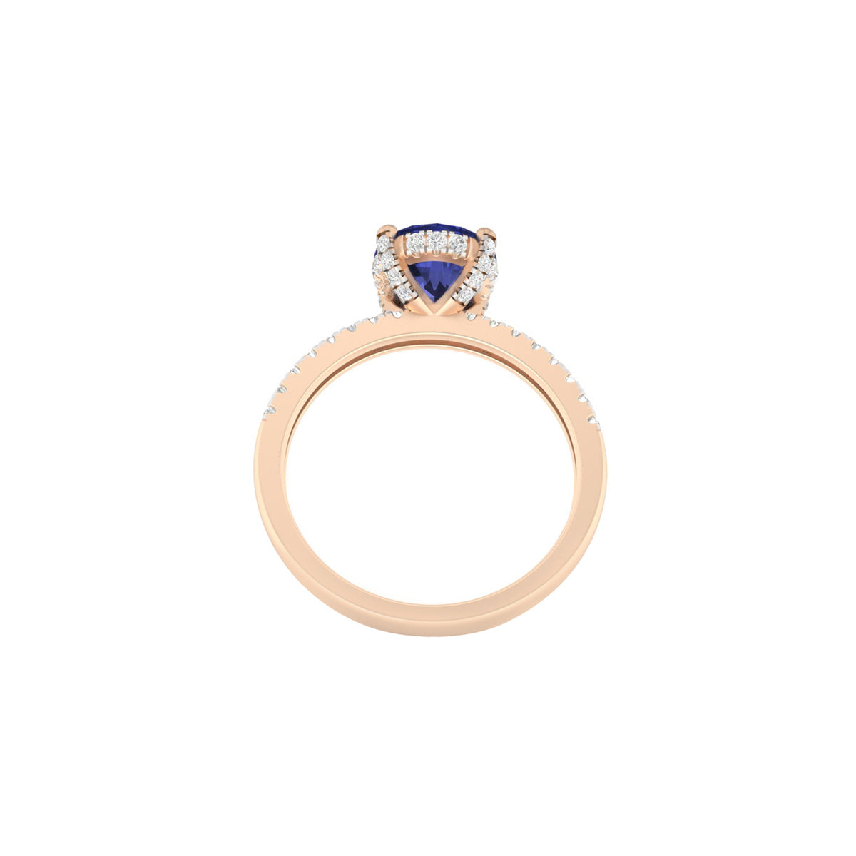 AA+ Tanzanite Ring with White Diamond in 14Kt Gold 1.72cts