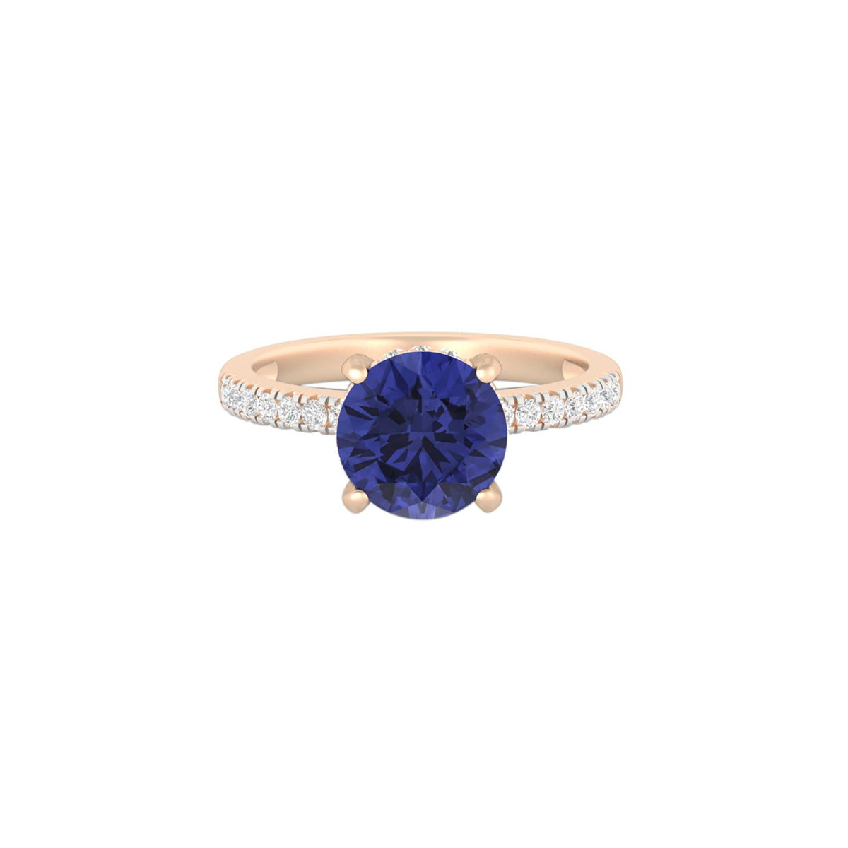 AA+ Tanzanite Ring with White Diamond in 14Kt Gold 1.72cts