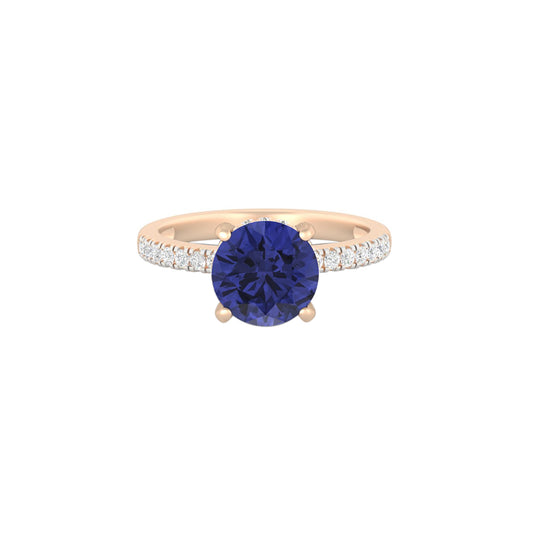 AA+ Tanzanite Ring with White Diamond in 14Kt Gold 1.72cts