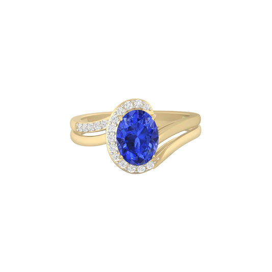 AA+ Tanzanite Ring with White Diamond in 18Kt Gold 1.51cts