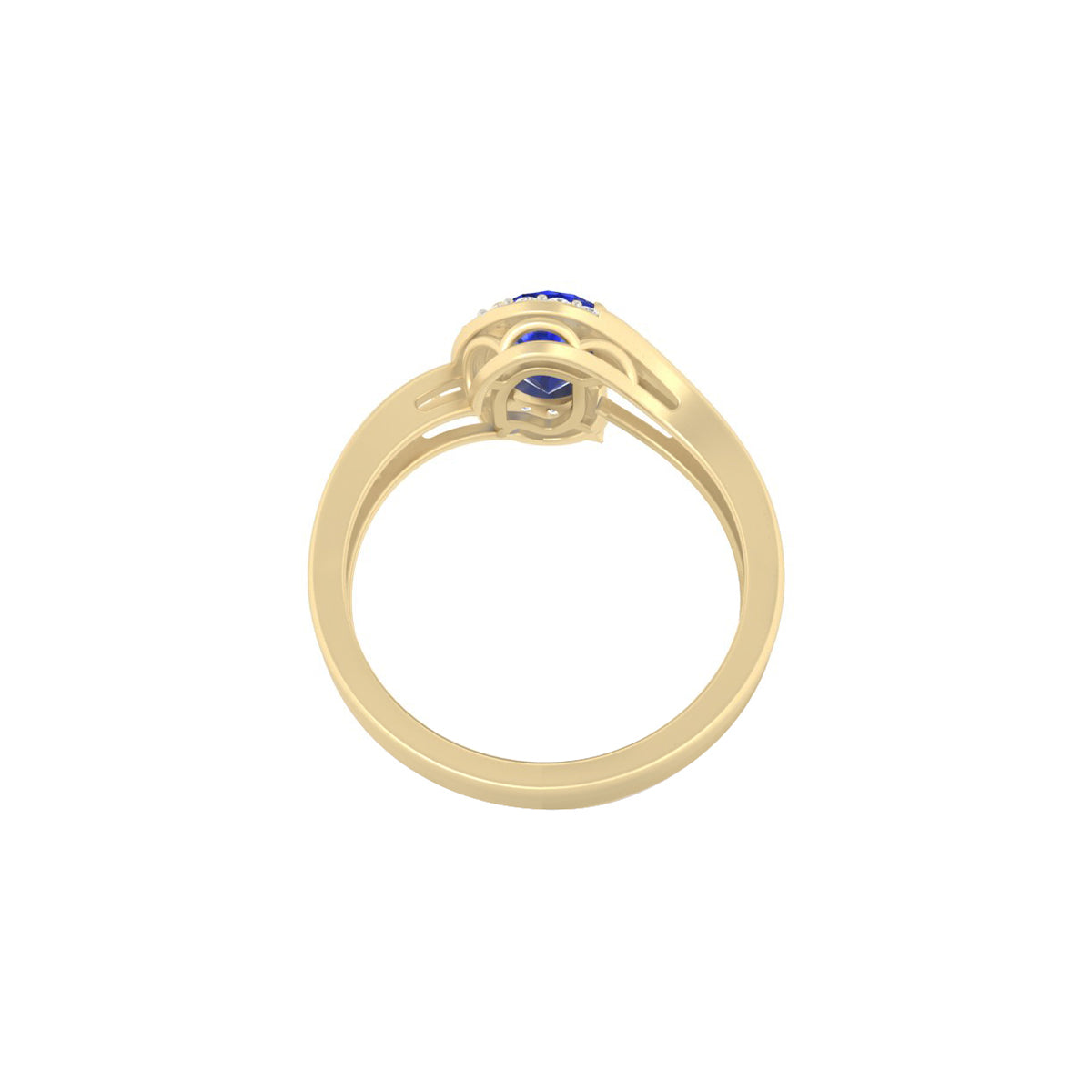 AA+ Tanzanite Ring with White Diamond in 18Kt Gold 1.51cts