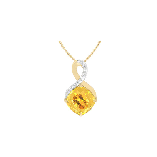 Citrine Pendant with White Diamond in 18Kt Gold 3.72cts