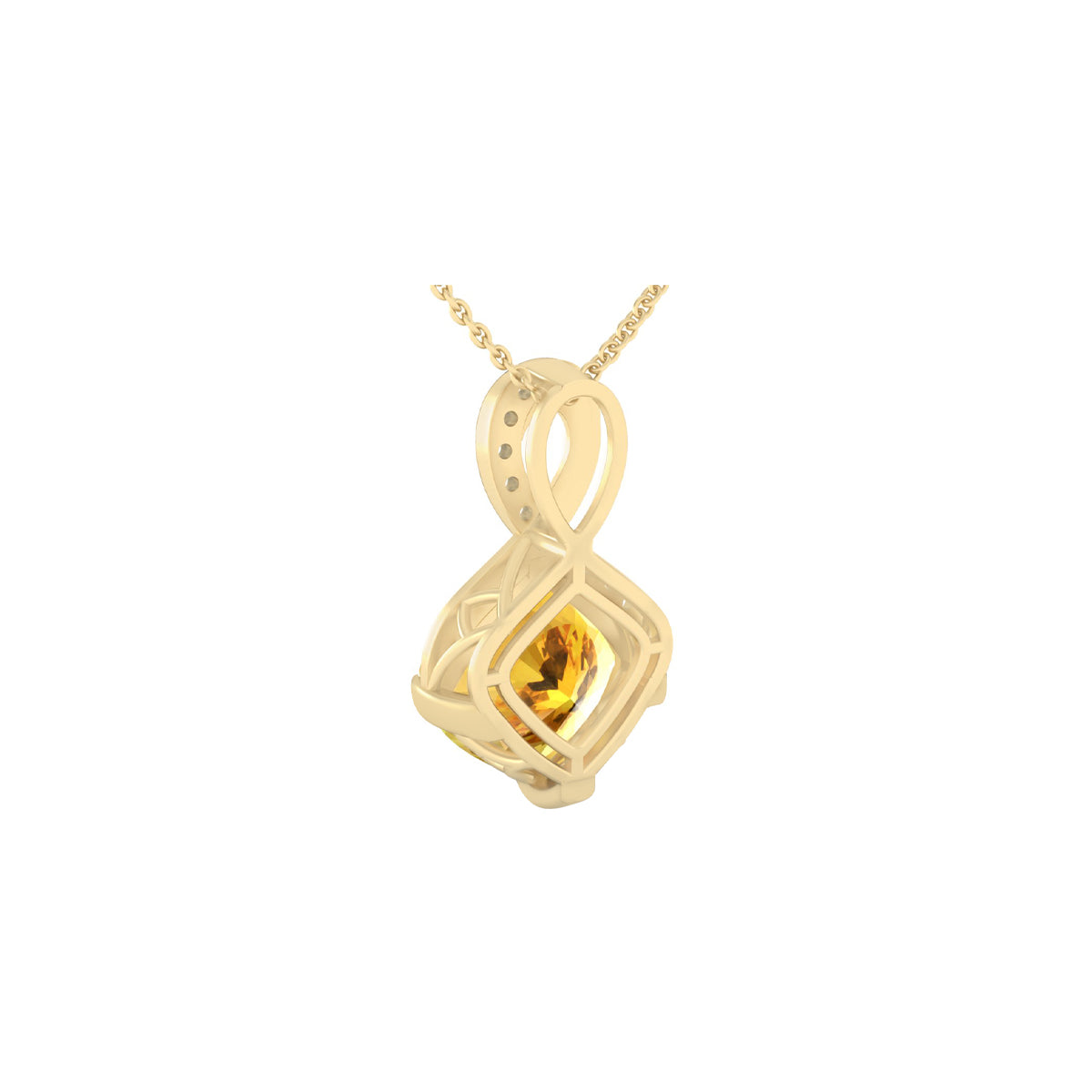 Citrine Pendant with White Diamond in 18Kt Gold 3.72cts