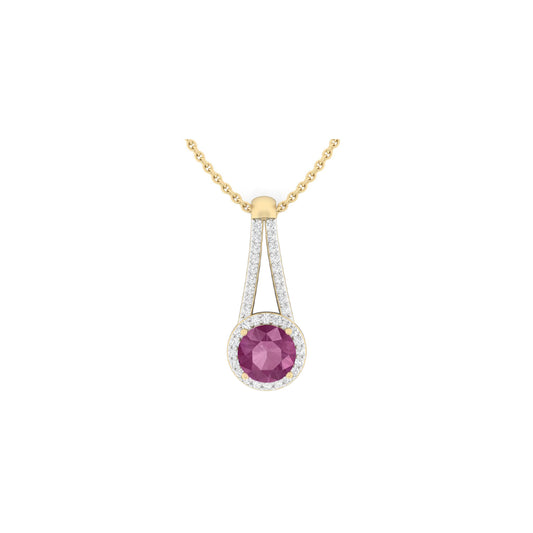 Indian Ruby Pendant with White Diamond in 18Kt Gold 1.39cts