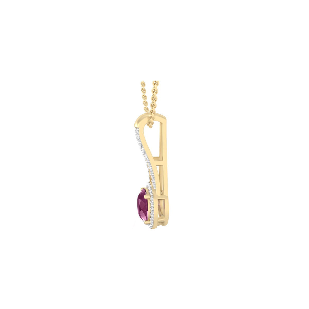Indian Ruby Pendant with White Diamond in 18Kt Gold 1.39cts