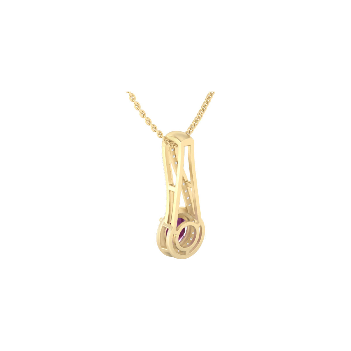Indian Ruby Pendant with White Diamond in 18Kt Gold 1.39cts