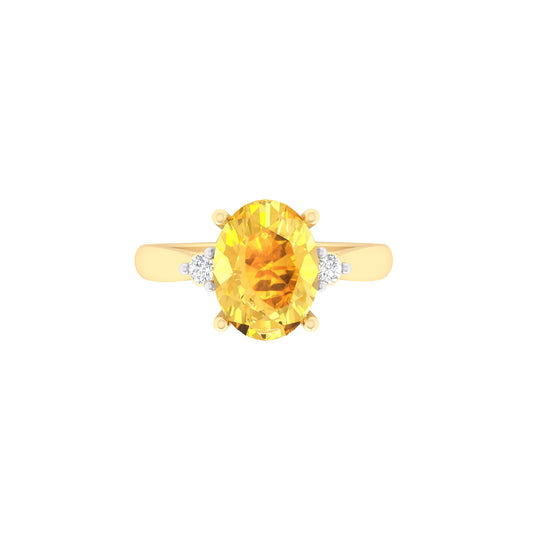 Citrine Ring with White Diamond in 18Kt Gold 2.05cts